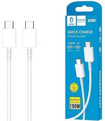 Kabelis Denmen D20C USB Type-C, USB Type C, 1 m, balta krās.
