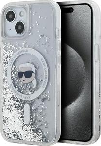 Telefono dėklas Karl Lagerfeld Liquid Glitter Karl Choupette Head MagSafe, balta sp., Apple