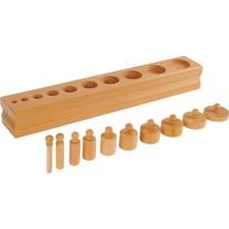 Izglītojošās rotaļlieta, formu šķirotājs Block with Cylinders 2, koka krās., 11 gab.