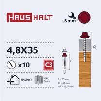 Pašvītņojošā skrūve Haushalt, 4.8 mm x 35 mm, 10 gab.