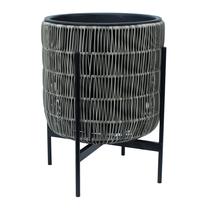 Gėlių vazonas Home4you Wicker 38108, plastikinis/metalas, Ø 38 cm, pilka sp.