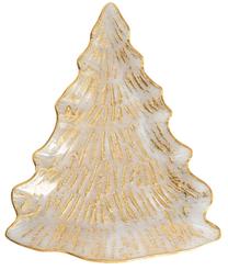 Kalėdinė lėkštė serviravimo Homla EverFrost, 40 cm x 32.5 cm x 2.5 cm, skaidri sp./aukso sp.