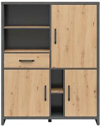 Spinta Weston S483-REG3D1S-DASN/MTA, ąžuolo sp./juoda sp., 40 cm x 120 cm x 150 cm