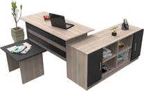 Biuro baldų komplektas Kalune Design VO10 956LCS2108, ąžuolo sp./juoda sp., 73.8 cm x 140 cm x 60 cm