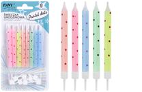 Dzimšanas dienas svece Ravi Pastel Dots, daudzkrāsaina, 8 gab.