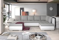 Kampinė sofa Giovanni Berlin 01, Soft 17, balta sp./pilka sp., kairinė, 200 x 340 cm x 88 cm