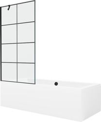 Vanna ar sieniņu, brīvi novietots Mexen Cube, 170 cm x 80 cm x 39 cm, taisnstūris, caurspīdīga krās./balta krās.