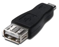 Adapteris Akyga AK-AD-08 USB 2.0 A female, Micro USB 2.0 B male, melna krās.