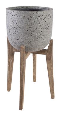 Puķu pods Home4you Sandstone 71852, kompozītmateriāls/koks, Ø 42 cm, pelēka krās.