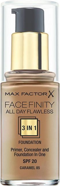 Šķidrā grima bāze Max Factor Face Finity All Day Flawless 3in1, 85 caramel, 30 ml