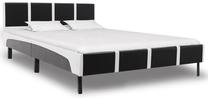 Кровать двухместная VLX Faux Leather, 160 x 200 cm, белый цв./черный цв., без матраса, с решеткой