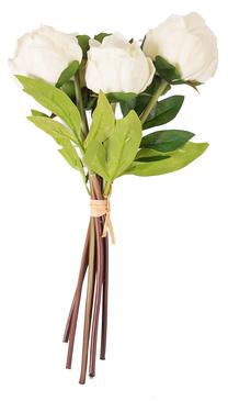 Искусственный цветок, пион Home4you Peony Bunch, белый цв., 30 см
