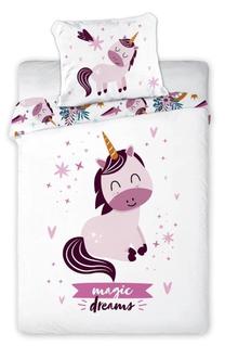 Patalynės užvalkalų komplektas Faro Unicorn PPF-24, baltas/rožinis, 100 x 135 cm