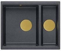 Virtuves izlietne Quadron Logan 150, granīts, 56 cm x 46 cm x 22 cm, brūna krās./zelta krās./melna krās.