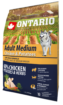 Сухой корм для собак Ontario Adult Medium, курица/картофель, 2.25 кг