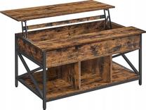Kavos staliukas Vasagle, juoda sp./ruda sp., 60 cm x 100 cm x 48 - 62 cm