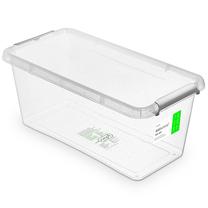 Daiktadėžė su dangčiu, žaislams/lempučių girliandoms Orplast Antibacterial, 8 l, skaidri sp./sidabro sp., 40 x 20 x 16.5 cm
