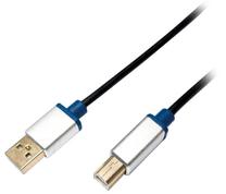Vads Logilink USB 2.0 A male, USB 2.0 B male, 3 m, melna krās.