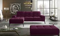 Kampinė sofa Torrense Mat Velvet 68, violetinė sp., kairinė, 265 x 175 cm x 98 cm
