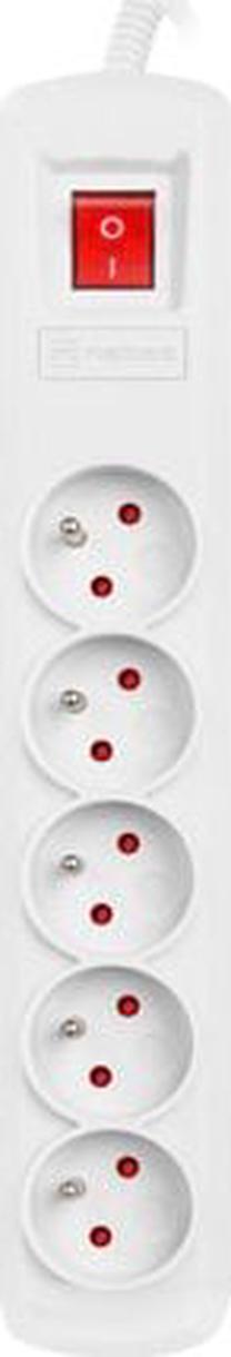 Pagarinātājs Natec NSP-1721 5 x Type E French Sockets, 3 m, 5 ligzdas, ar slēdzi, balta krās.
