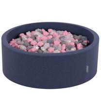 Бассейн с шариками KiddyMoon, ⌀ 90 см, 300 шт, серый цв. розовый цв.