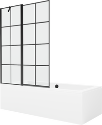 Vonia su sienele, laisvai pastatoma Mexen Cube, 170 cm x 80 cm x 39 cm, stačiakampis, balta sp./juoda sp.