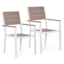 Lauko kėdžių rinkinys MultiGarden YC-051KD-3-5, balta sp./rusva sp., 52 cm x 54.5 cm x 89 cm, 2 vnt.