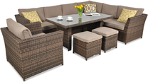 Lauko baldų komplektas Focus Garden Moniz Dining Plus, ruda sp., 7-8 vietų