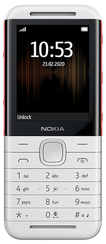 Telefons ar pogām Nokia 53102020, 16 MB, balts krās.