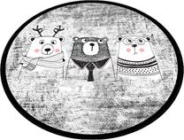 Vonios grindų kilimėlis Foutastic Three Bears Circle 359CHL4546, balta sp./juoda sp., 200 cm x 200 cm, Ø 200 cm