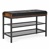 Скамья с полкой для обуви ModernHome Loft LT1, коричневый цв./черный цв., 80 см x 30 см x 50 см