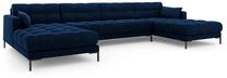 Sofa Micadoni Home Mamaia Velvet Panoramic, mėlyna sp., 383 x 185 cm x 75 cm