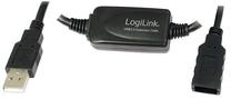 Vads Logilink Repeater Cable USB to USB USB 2.0 A male, USB 2.0 A female, 20 m, melna krās.
