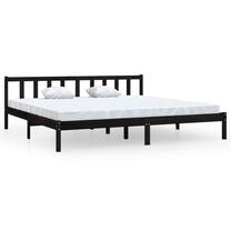 Lova dvigulė VLX Solid Pinewood, 180 x 200 cm, juoda sp., be čiužinio, su grotelėmis