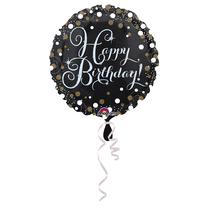 Õhupall ümmargune Anagram Happy Birthday, kuldne v./must v.