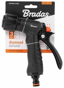 Laistymo pistoletas Bradas Black Line Diamond ECO-2076K, daugiafunkcinis/reguliuojamas