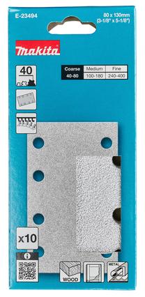 Šlifavimo lapas Makita E-23494, 40, 13 cm x 8 cm, 10 vnt.