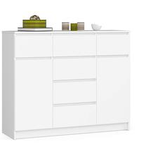 Komoda Akord Furniture Factory K017, balta sp., 99 cm x 40 cm x 120 cm