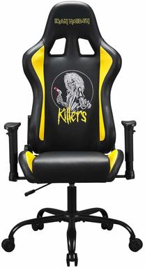 Žaidimų kėdė Subsonic Iron Maiden Killers, 53 x 49 x 123 - 133 cm, juoda sp./geltona sp.