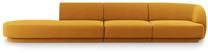 Sofa Micadoni Home Miley Velvet, geltona sp., kairinė, 302 x 85 cm x 74 cm