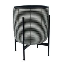 Gėlių vazonas Home4you Wicker 38102, plastikinis/metalas, Ø 38 cm, pilka sp.