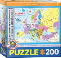 Dėlionė Eurographics Map Of Europe, 33 cm x 48 cm, 200 vnt., įvairių spalvų