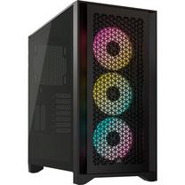 Kompiuterio korpusas Corsair iCUE 4000D RGB Airflow, skaidri sp./juoda sp.
