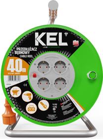 Удлинитель на катушке Kel Standard Line H05VV-F, 3 x 1,5 mm², 40 м, IP20, 4 розетки, зеленый цв./oранжевый цв.