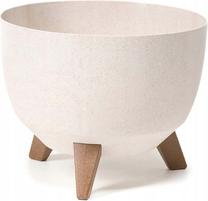 Puķu pods Lamela Roma Eco Wood, plastmasa/koks, balta krās.