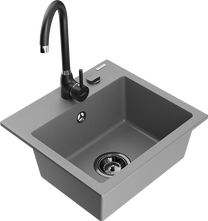 Кухонная мойка Mexen Milo 6505-71-670200-70-B, гранит, 43.5 см x 41 см x 17.1 см, черный цв./серый цв.