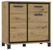 Komoda Forte Trondheim TDHK221-C773, ąžuolo sp./juoda sp., 90.9 cm x 91.4 cm x 41.5 cm