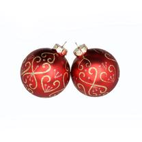 Ziemassvētku eglīšu rotaļlietu komplekts Christmas Touch WJG17002-84, sarkana krās., 8 cm, stikls, 4 gab.