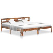 Lova dvigulė VLX Solid Sheesham Wood 288419, 200 x 200 cm, pilka sp., be čiužinio