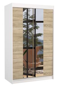 Spinta ADRK Marvin 120, balta sp./rusva sp., 58 cm x 120 cm x 200 cm, su veidrodžiu